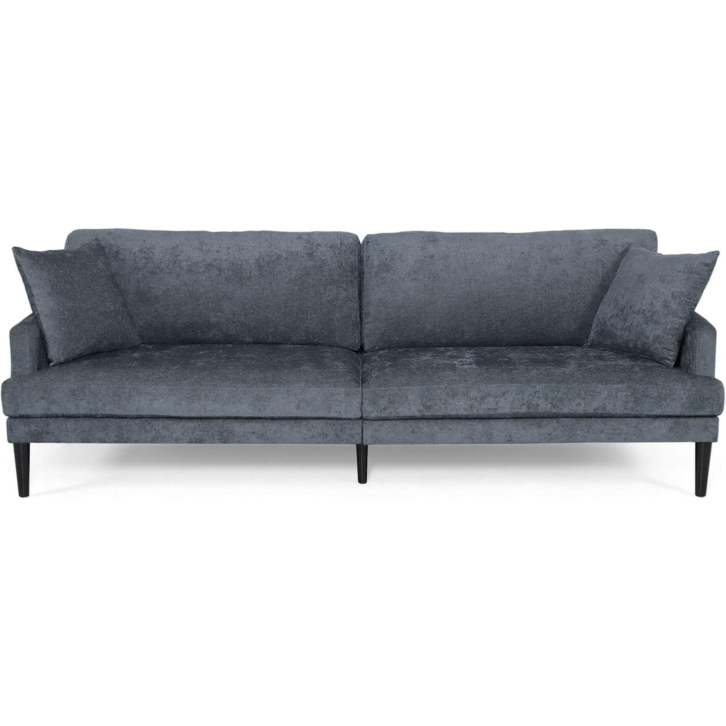 Foli Sofa, Tapered Legs, 96 Inch, Plush Bench Seats, Dark Blue Fabric