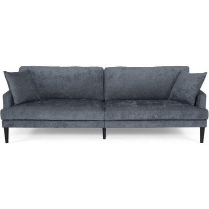 Foli Sofa, Tapered Legs, 96 Inch, Plush Bench Seats, Dark Blue Fabric
