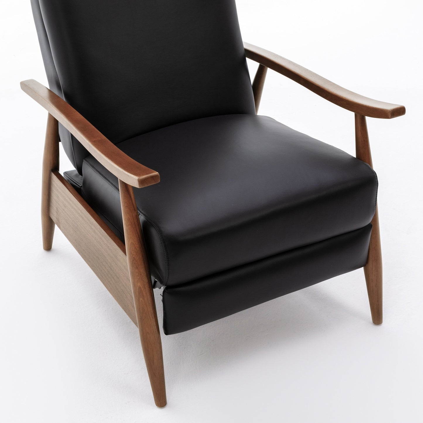 Fordham Top Grain Leather Wood Arm Push Back Recliner by Greyson Living
