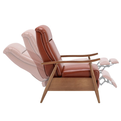 Fordham Top Grain Leather Wood Arm Push Back Recliner by Greyson Living