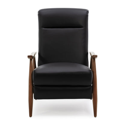 Fordham Top Grain Leather Wood Arm Push Back Recliner by Greyson Living