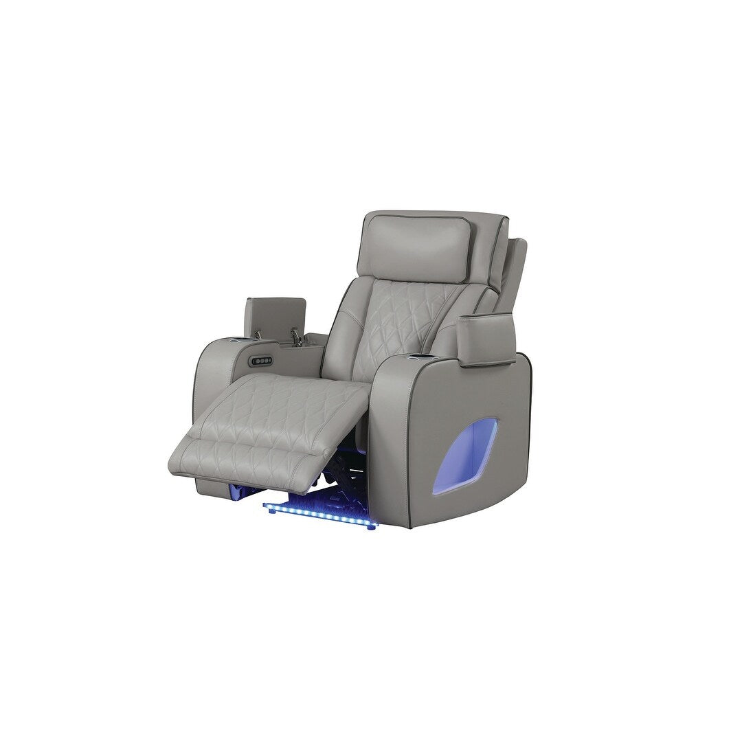 Fortuner Modern Style Upholstery Recliner Chair Made with Wood & Massage Function Included-Gray