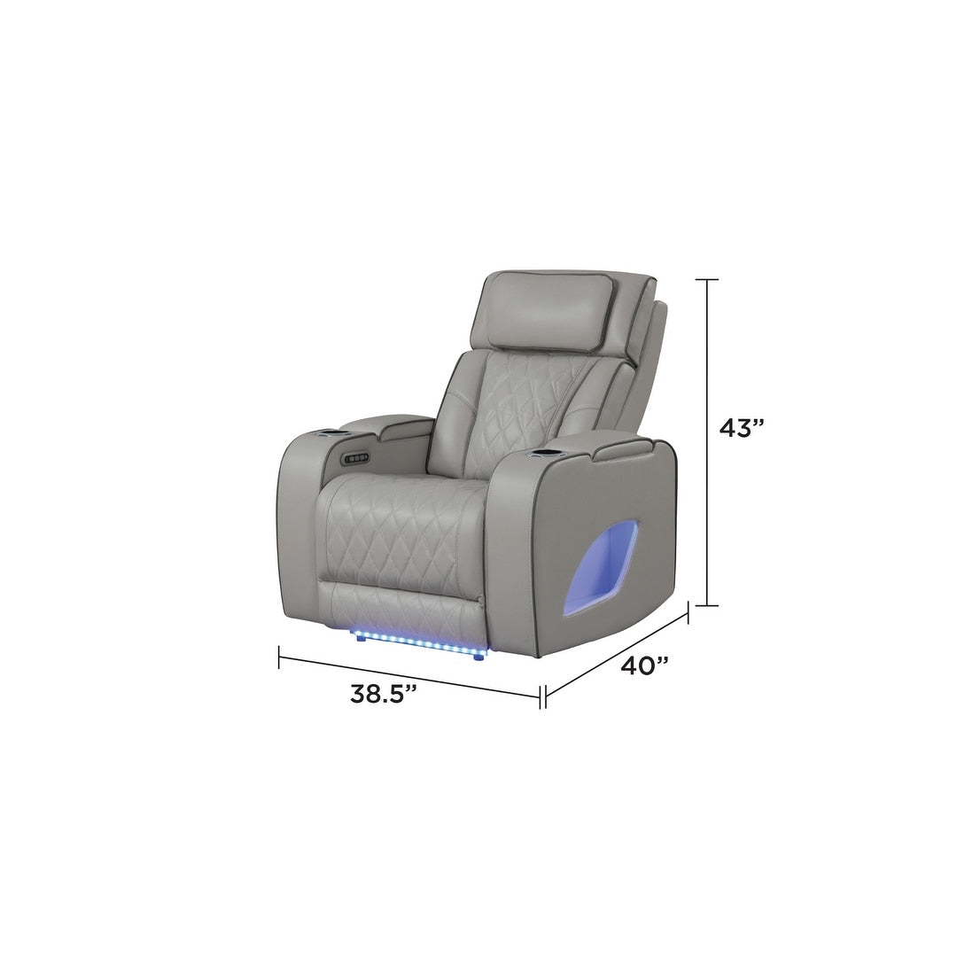 Fortuner Modern Style Upholstery Recliner Chair Made with Wood & Massage Function Included-Gray