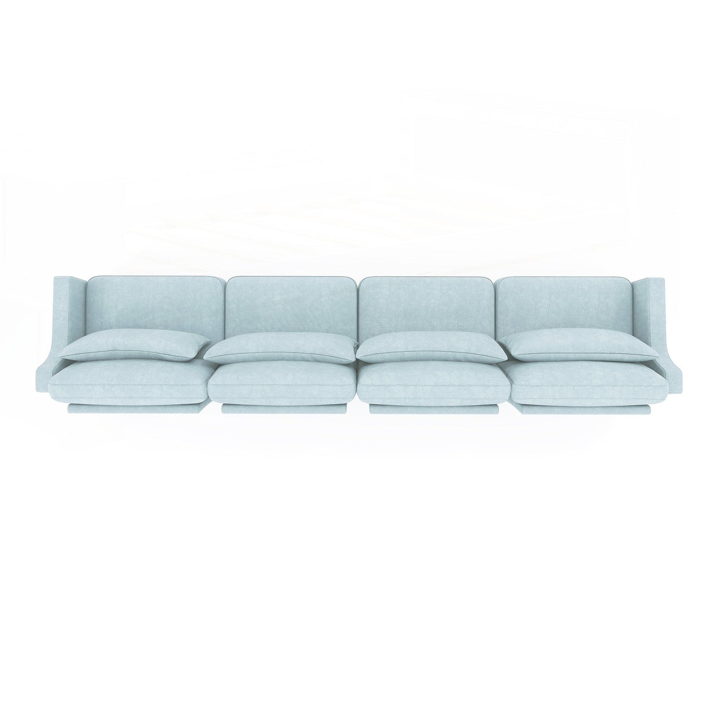 Four seater chenille sofa with lumbar pillow