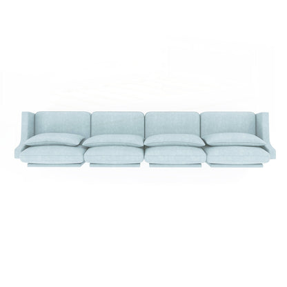 Four seater chenille sofa with lumbar pillow
