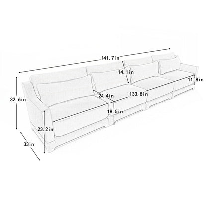 Four seater chenille sofa with lumbar pillow