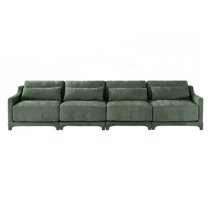 Four seater chenille sofa with lumbar pillow