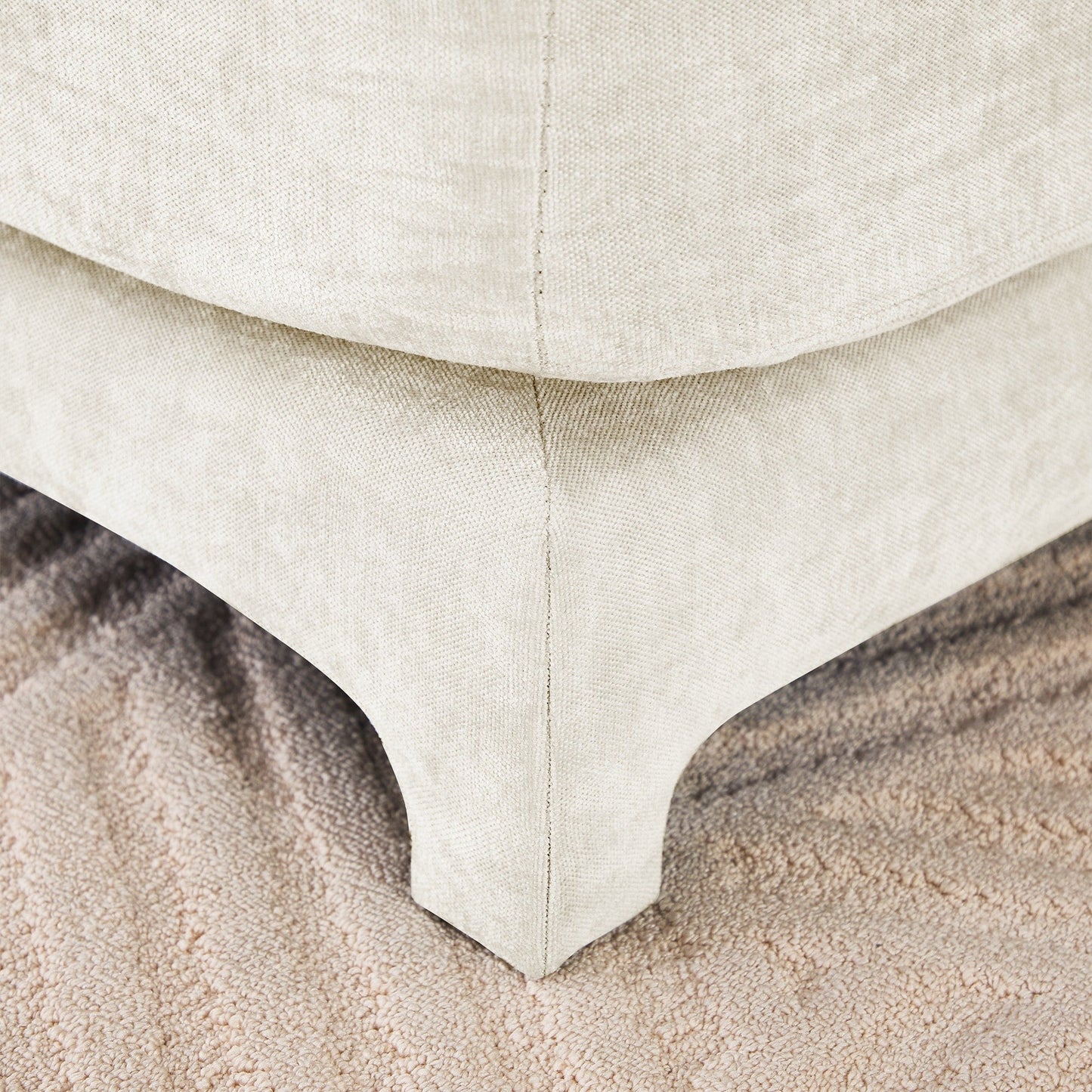 Four seater chenille sofa with lumbar pillow