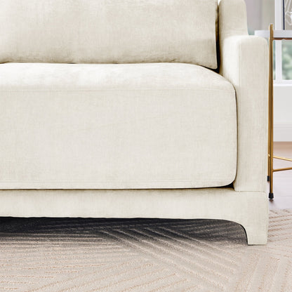 Four seater chenille sofa with lumbar pillow