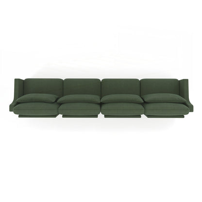 Four seater chenille sofa with lumbar pillow