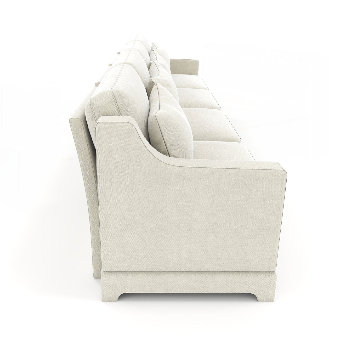 Four seater chenille sofa with lumbar pillow