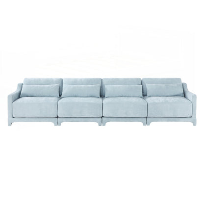 Four seater chenille sofa with lumbar pillow