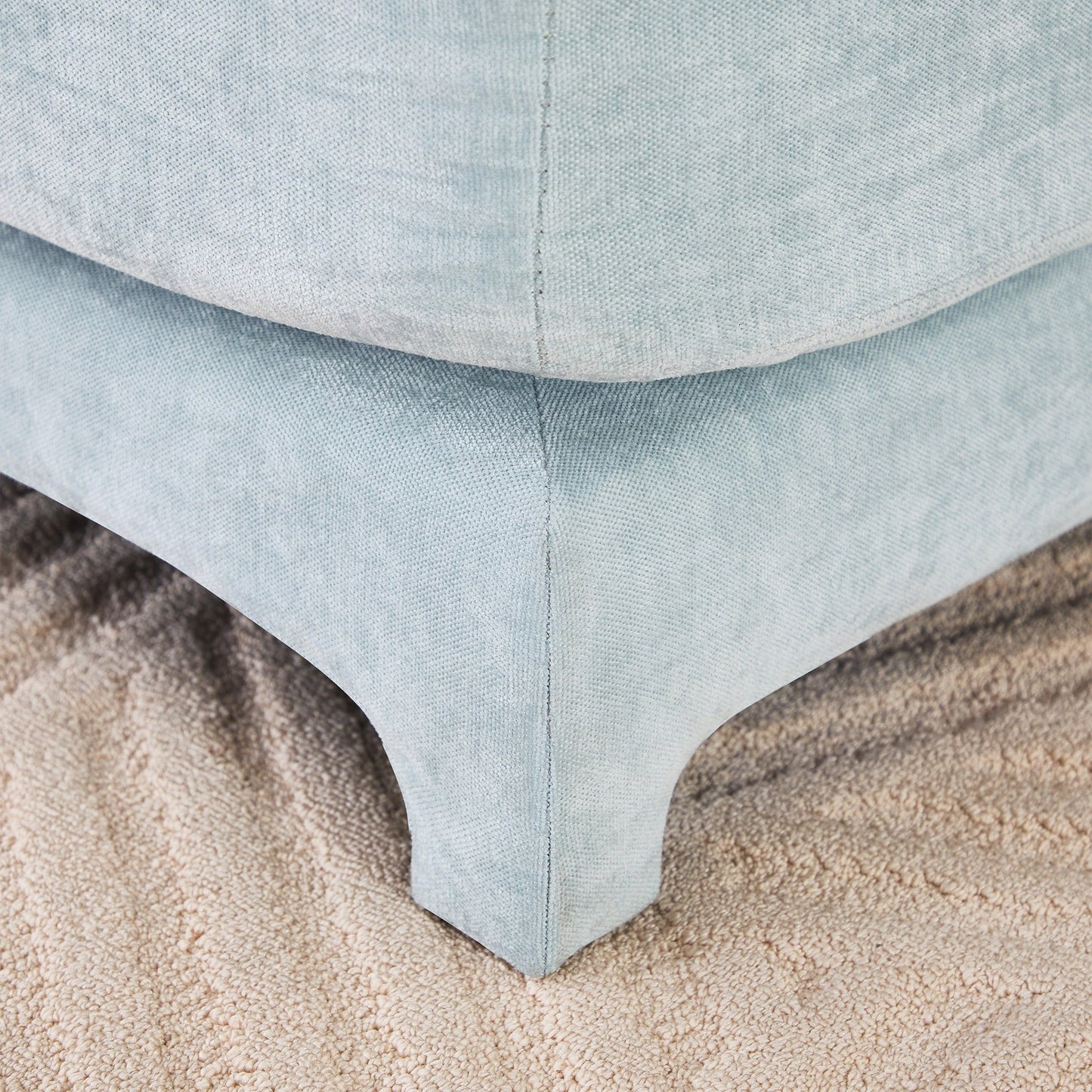 Four seater chenille sofa with lumbar pillow