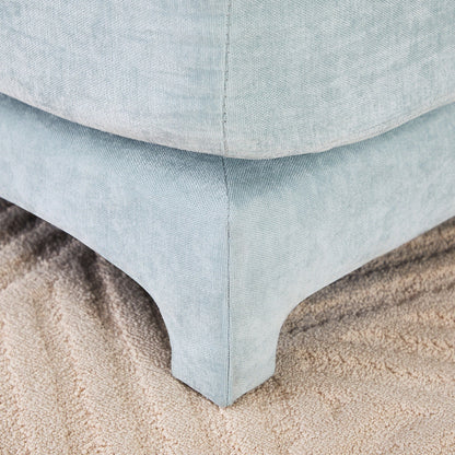Four seater chenille sofa with lumbar pillow