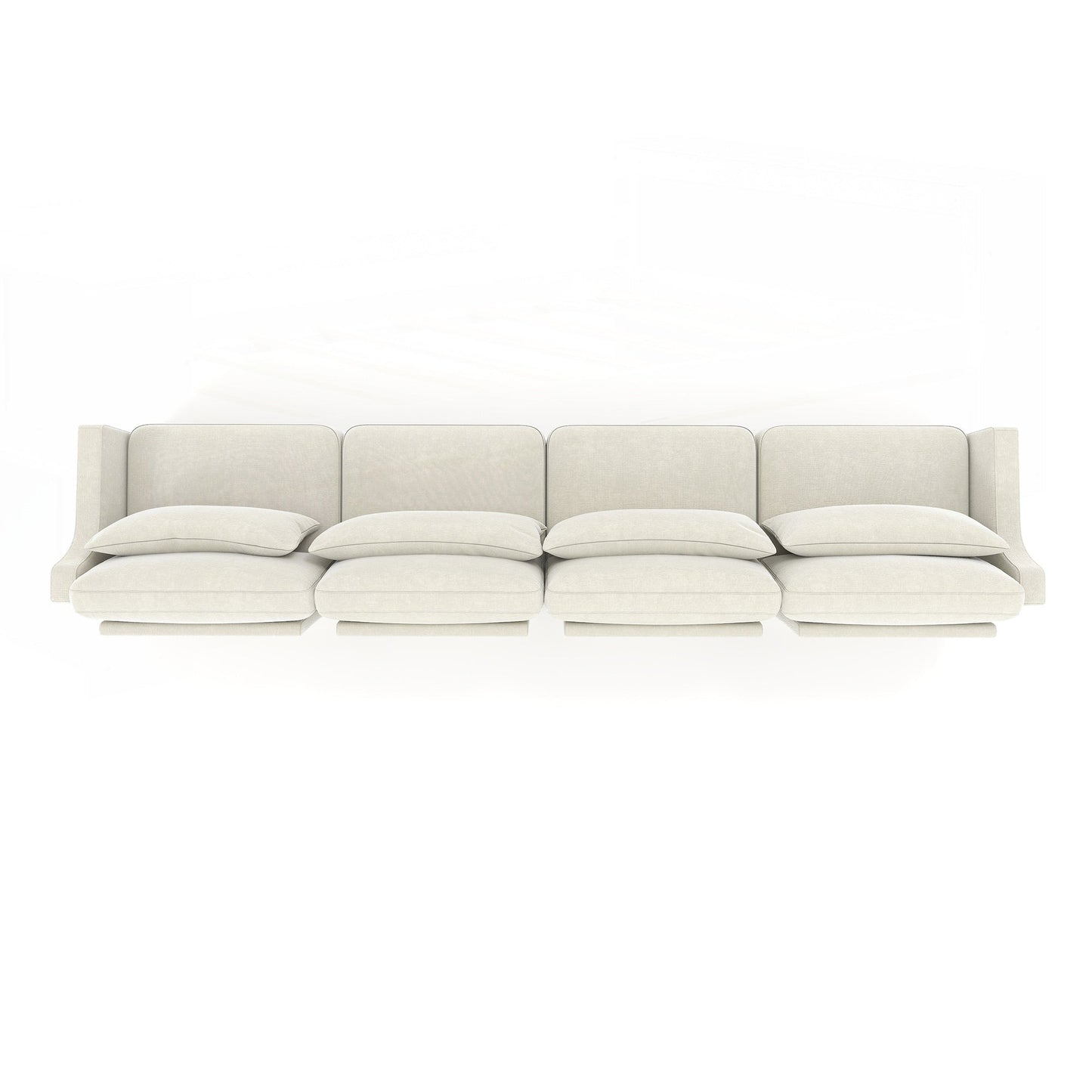 Four seater chenille sofa with lumbar pillow