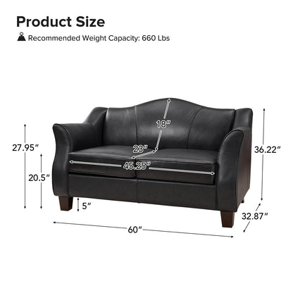 Franco Traditional 60 Wide Genuine Leather Sofa by HULALA HOME