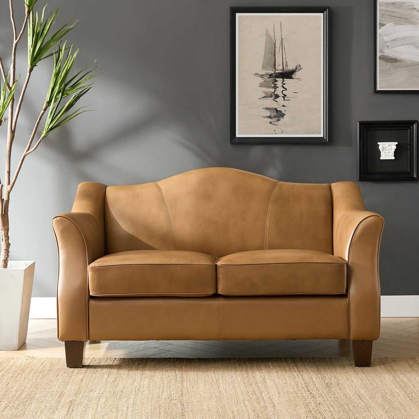 Franco Traditional 60 Wide Genuine Leather Sofa by HULALA HOME