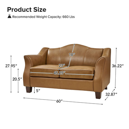 Franco Traditional 60 Wide Genuine Leather Sofa by HULALA HOME