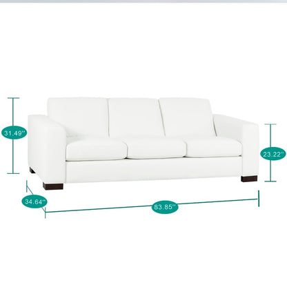 Oversized Genuine Leather Sofa - Ultimate Comfort Mid-Century Living Room Sofa Modern Couch with Sturdy Block Legs