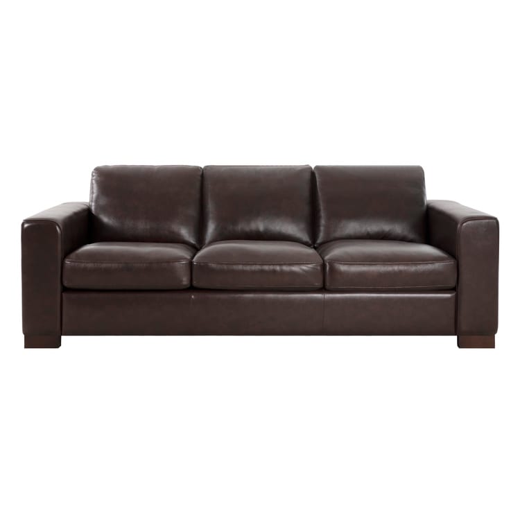 Oversized Genuine Leather Sofa - Ultimate Comfort Mid-Century Living Room Sofa Modern Couch with Sturdy Block Legs