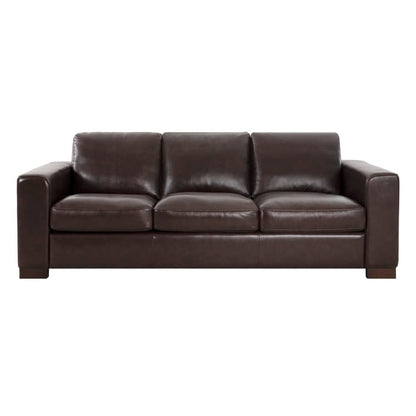 Oversized Genuine Leather Sofa - Ultimate Comfort Mid-Century Living Room Sofa Modern Couch with Sturdy Block Legs