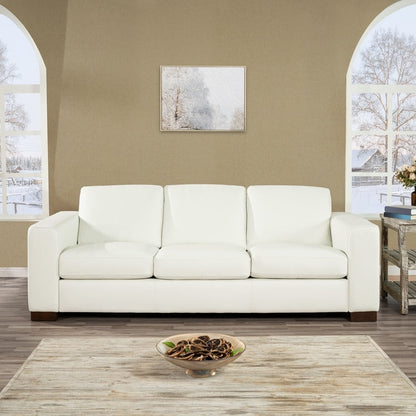 Oversized Genuine Leather Sofa - Ultimate Comfort Mid-Century Living Room Sofa Modern Couch with Sturdy Block Legs