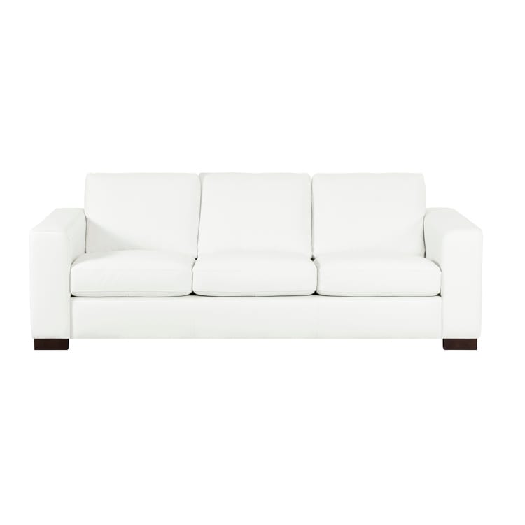 Oversized Genuine Leather Sofa - Ultimate Comfort Mid-Century Living Room Sofa Modern Couch with Sturdy Block Legs