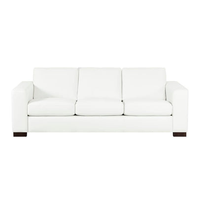 Oversized Genuine Leather Sofa - Ultimate Comfort Mid-Century Living Room Sofa Modern Couch with Sturdy Block Legs