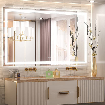 Full Size Front & Back LED Lighted Anti-fog Tempered Glass Wall Bathroom Vanity Mirror