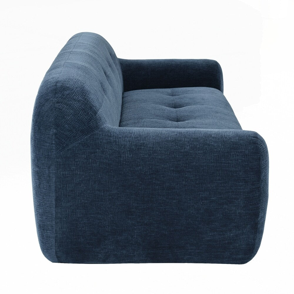 Full Sponge Compression Design Chenille Fabric 3-Seater Sofa with Tufted Style