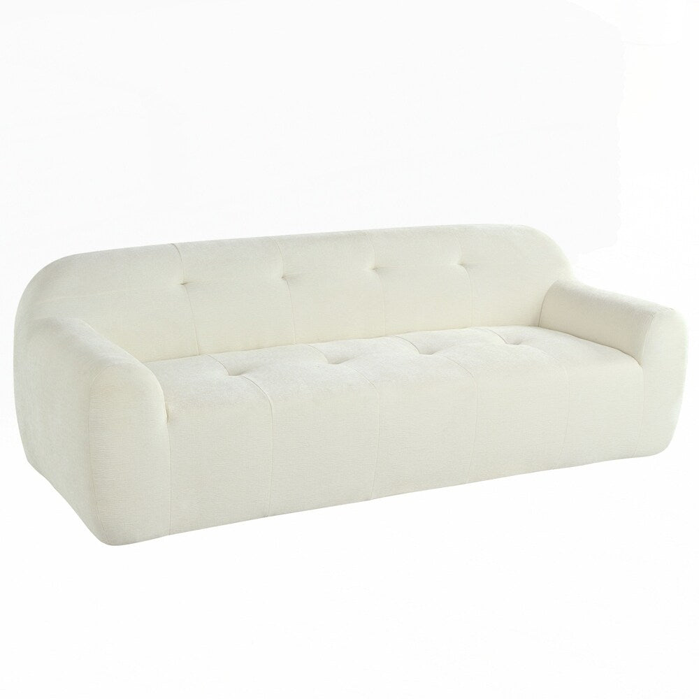 Full Sponge Compression Design Chenille Fabric 3-Seater Sofa with Tufted Style