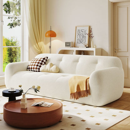 Full Sponge Compression Design Chenille Fabric 3-Seater Sofa with Tufted Style