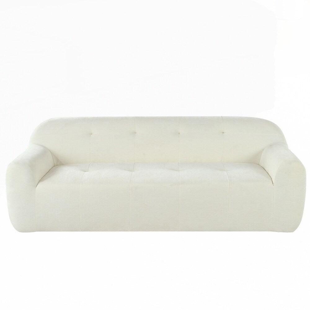 Full Sponge Compression Design Chenille Fabric 3-Seater Sofa with Tufted Style