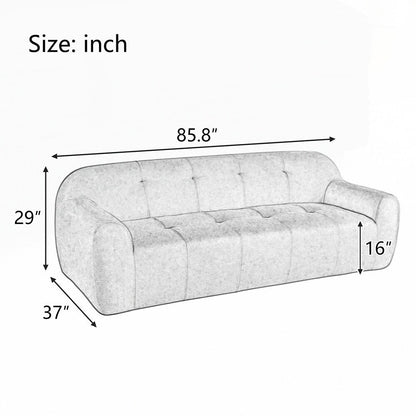 Full Sponge Compression Design Chenille Fabric 3-Seater Sofa with Tufted Style