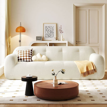 Full Sponge Compression Design Chenille Fabric 3-Seater Sofa with Tufted Style