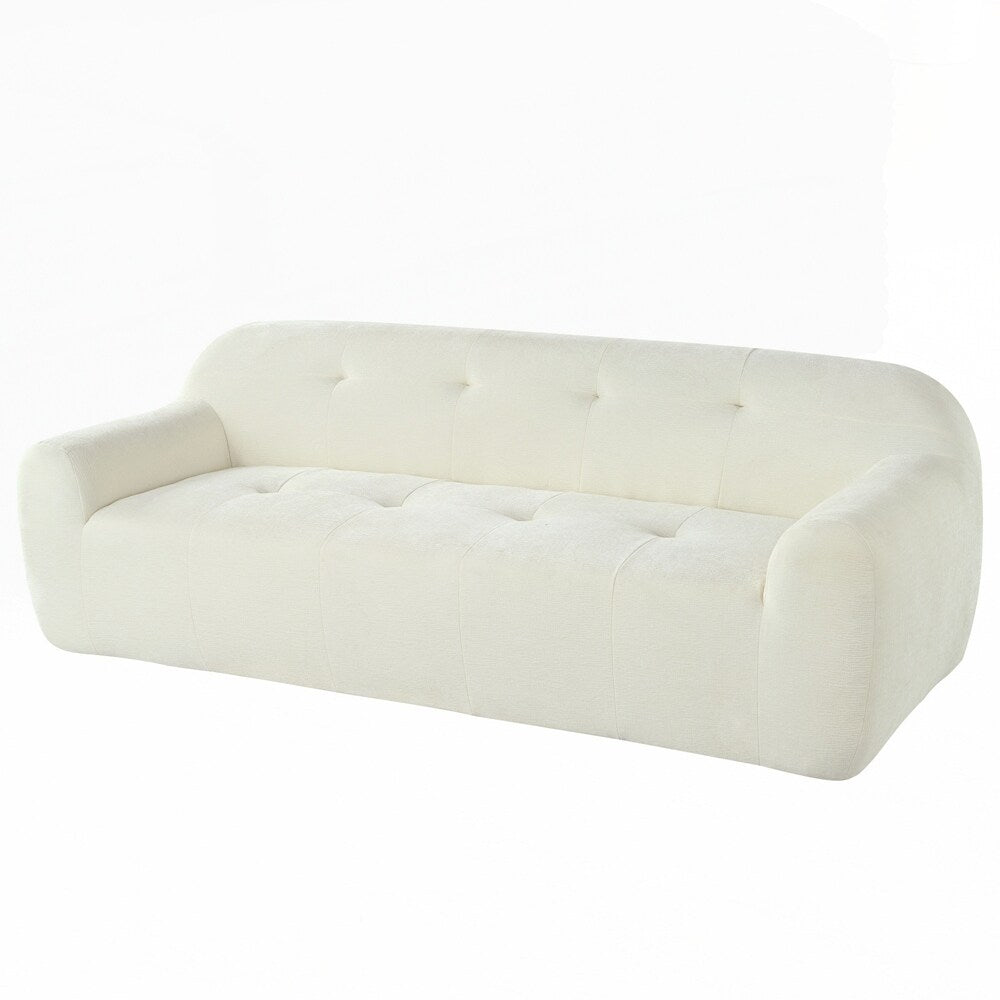 Full Sponge Compression Design Chenille Fabric 3-Seater Sofa with Tufted Style