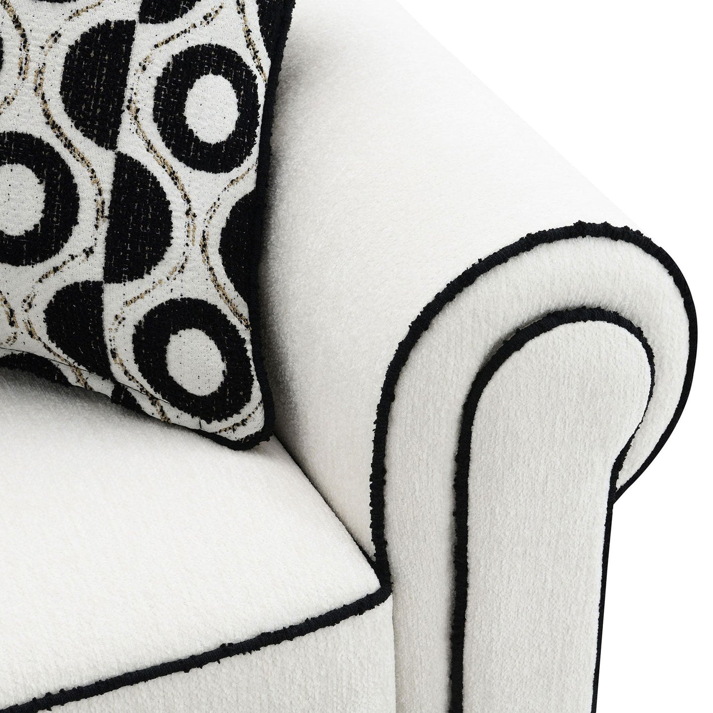Furniture of America Anastasia White Chenille Sofa with Accent Pillows