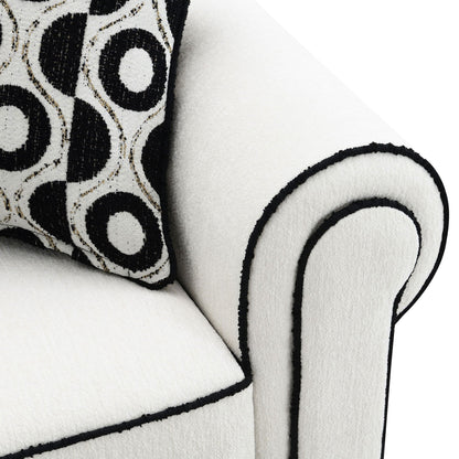 Furniture of America Anastasia White Chenille Sofa with Accent Pillows