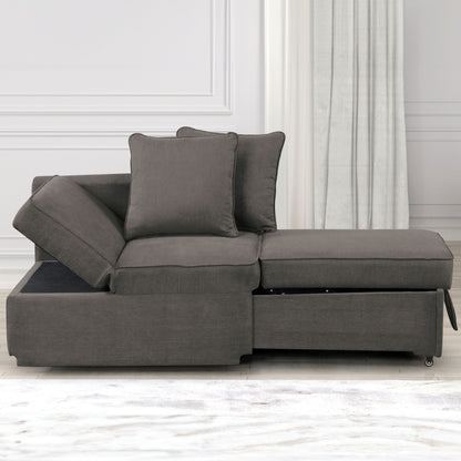 Furniture of America Araminta Modern Convertible Sofa with Pull-Out Bed and Pillows