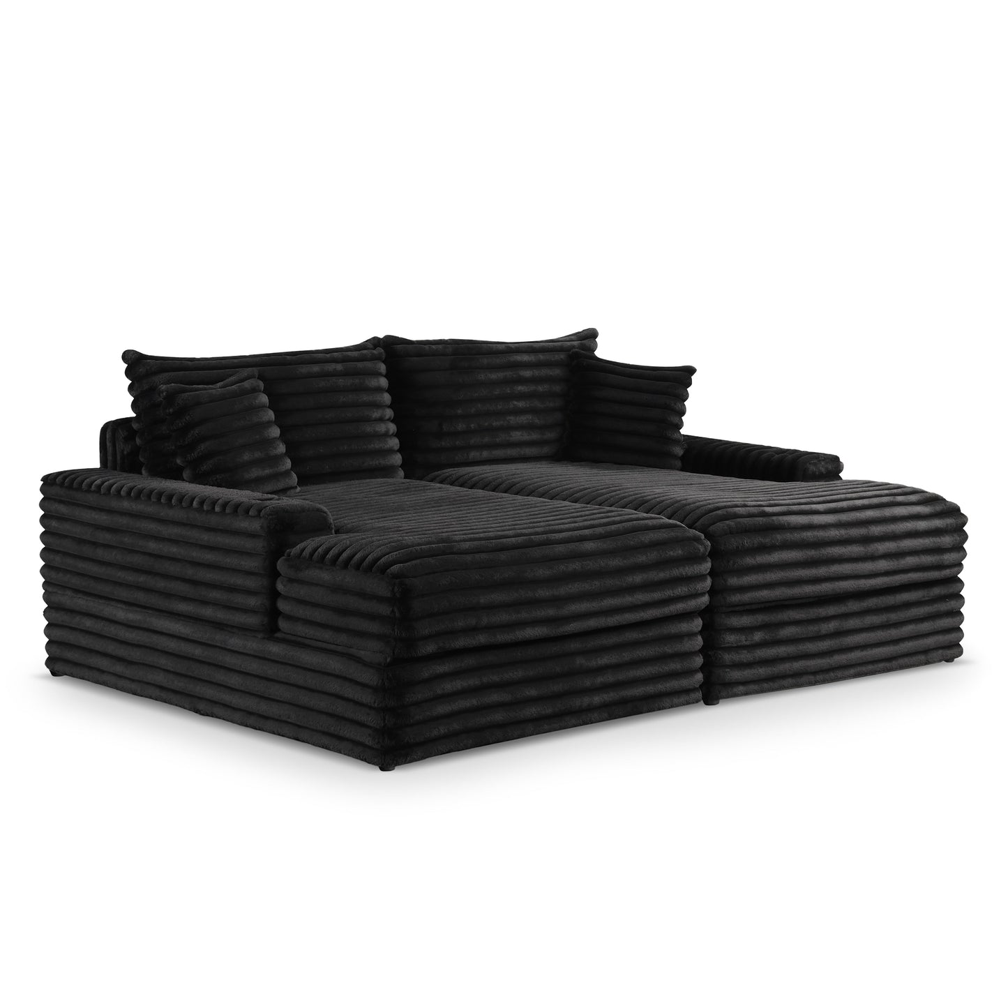 Furniture of America Dumana Modern Padded Chenille Oversized Sofa Chaise with USB Charger and Cup Holders