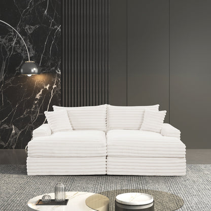 Furniture of America Dumana Modern Padded Chenille Oversized Sofa Chaise with USB Charger and Cup Holders