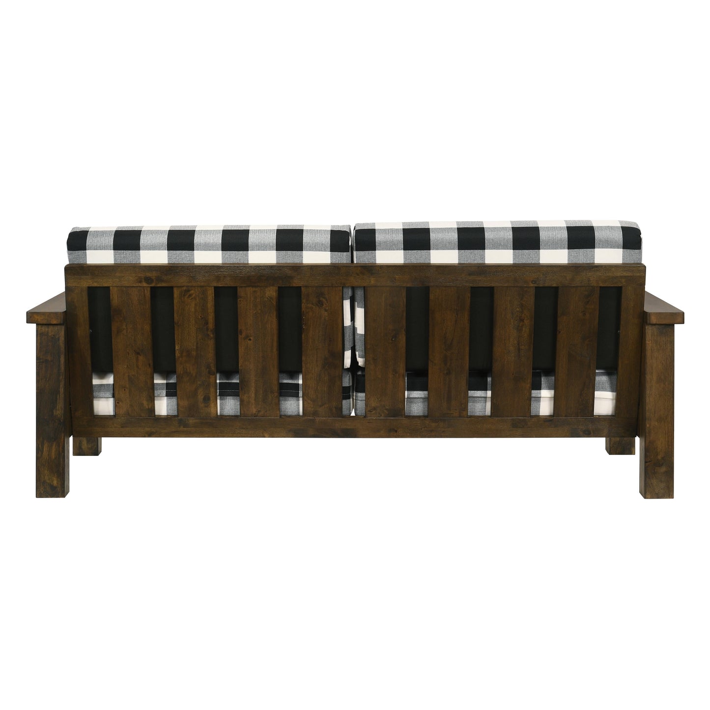 Jimo Farmhouse Rustic Oak Fabric Upholstered Wooden Arms Sofa by Furniture of America