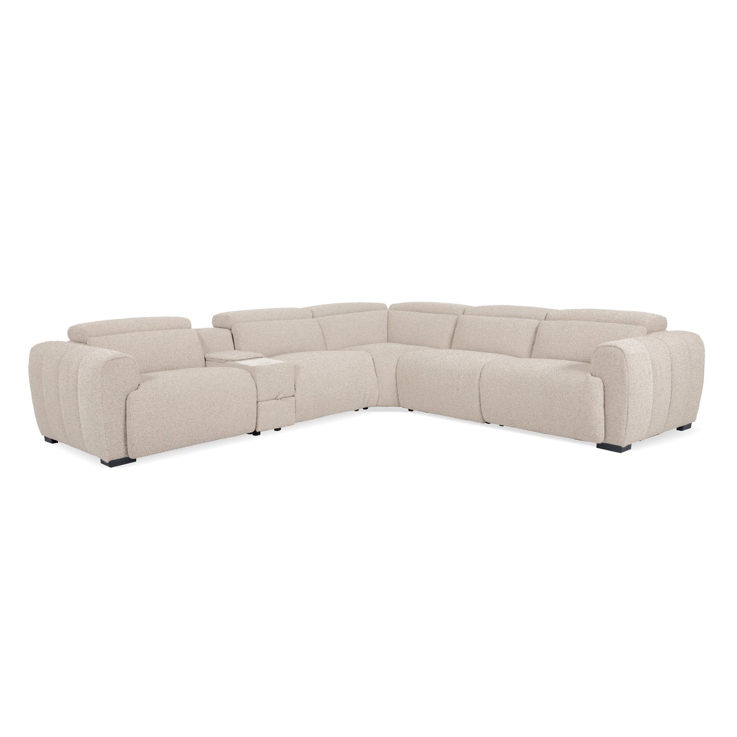 Furniture of America Lirsa Modern Beige Reclining Sectional with Hidden Drawer and Wireless Charger