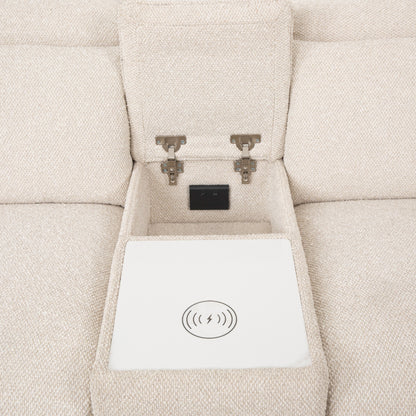 Furniture of America Lirsa Modern Beige Reclining Sectional with Hidden Drawer and Wireless Charger