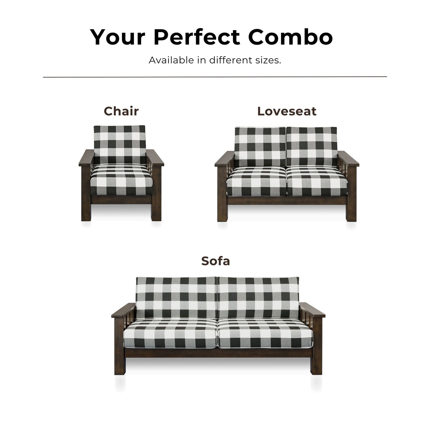 Furniture of America Milou Rustic Wood Plaid Patterned Fabric Sofa