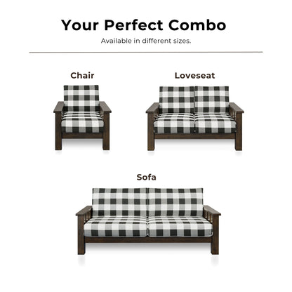 Furniture of America Milou Rustic Wood Plaid Patterned Fabric Sofa