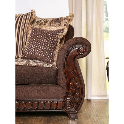 Fova Traditional Fabric Upholstered Rolled Arms Sofa by Furniture of America