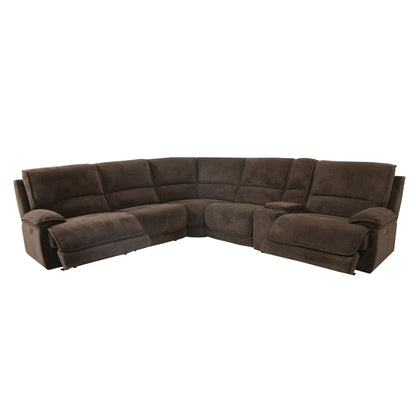 Furniture of America Renic Modern Dark Brown Reclining Sectional with Console and USB Ports