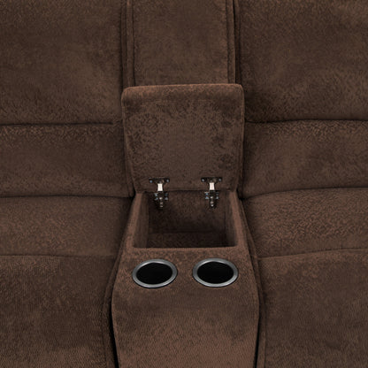 Furniture of America Renic Modern Dark Brown Reclining Sectional with Console and USB Ports