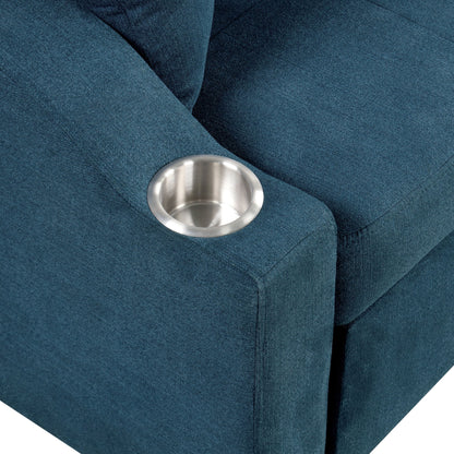 Furniture of America Scarlett Modern Tufted Space-Saving Sleeper Sofa Sectional with Cup Holders